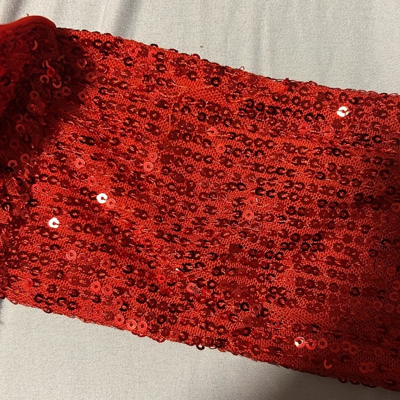 Hello Molly Luxe Arrived Mini Dress Red Sequin Off Shoulder Womens Size 2/XS - Picture 7 of 7